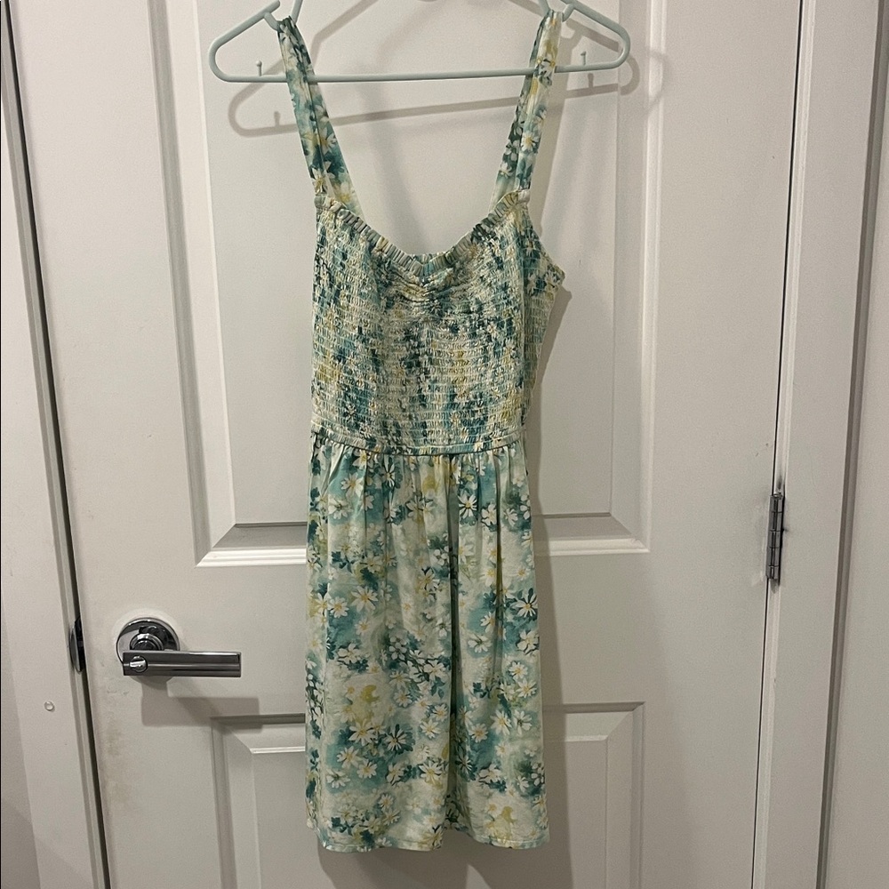 American Eagle Outfitters Floral Mini Dress in Green and Cream